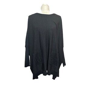 Patrizia Luca Milano Black Poncho Oversized Sweater O/S Fall Layering Piece